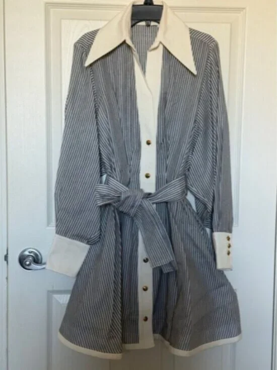 NWT Zimmermann Illustration Tuck Striped Cotton-Silk Mini Dress - Picture 1 of 6